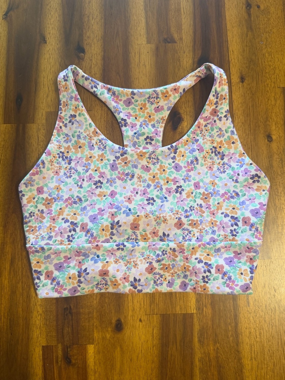 Skatie Nashville Cleo Multicolor Floral Racerback Crop Top Sports Bra